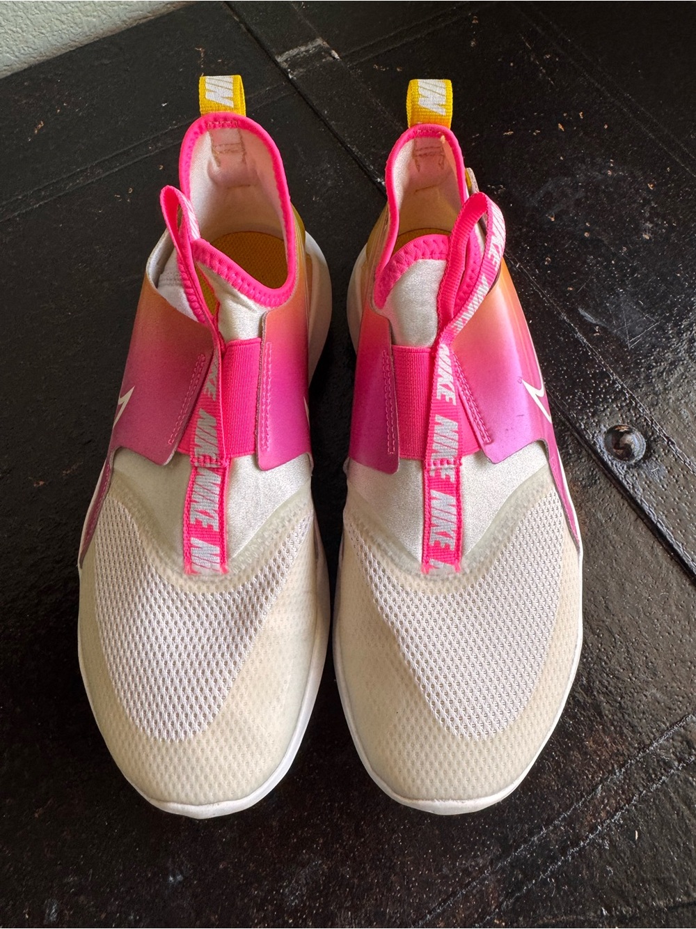 Nike Slip-On Sneakers in Cream with Pink-Orange Gradient